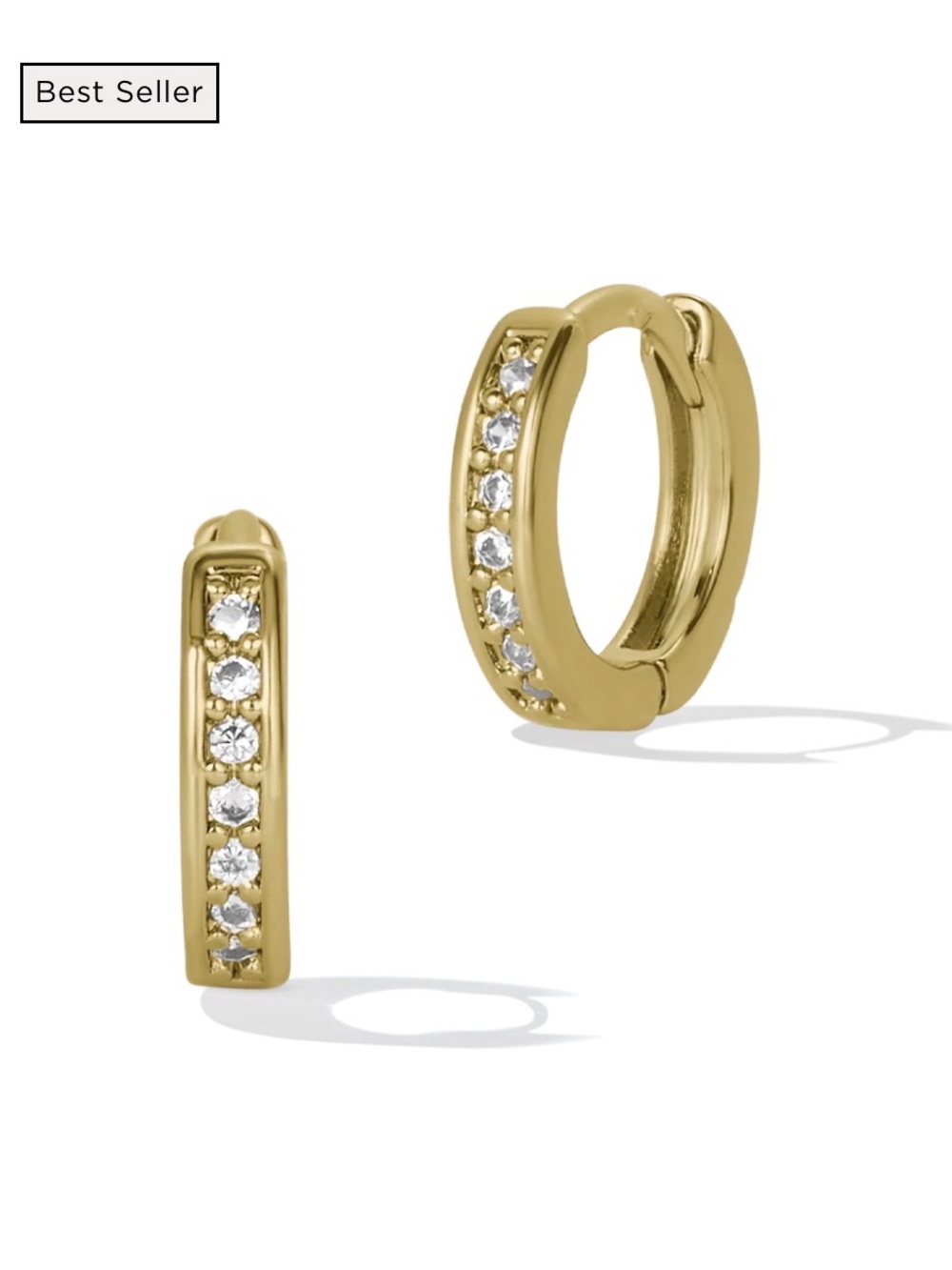 James Michelle Gold Crystal Huggie Earrings with Clear Stones